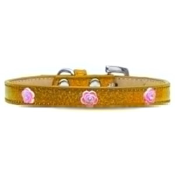 Bright Pink Rose Widget Dog CollarGold Ice Cream Size 10, Mirage Pet Products, Mfr#: 633-19 GD10